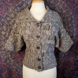 Say What Brown Dolman Short Sleeve Button Front Cardigan Juniors Large